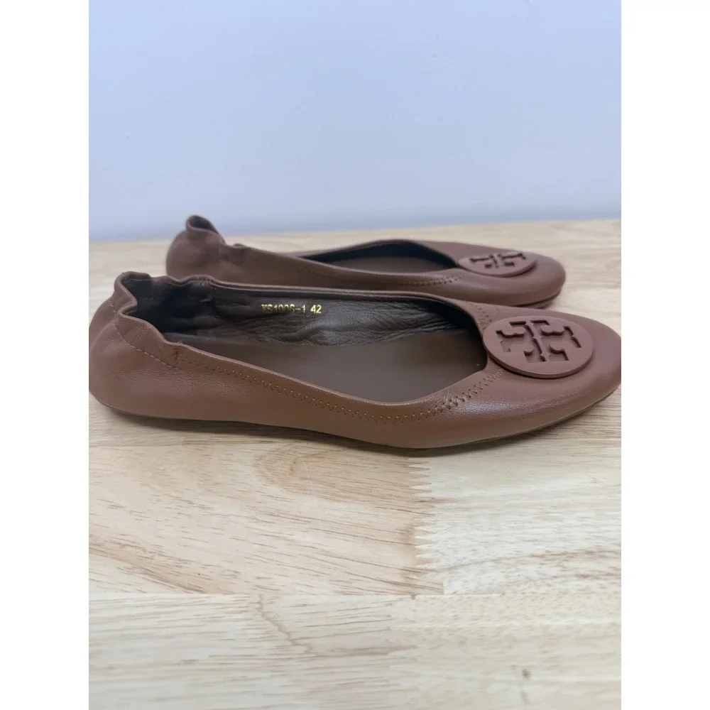 Tory Burch Minnie Travel Ballet Flat Designer Women's Tan Brown EU 42/‎ 10.5 #23